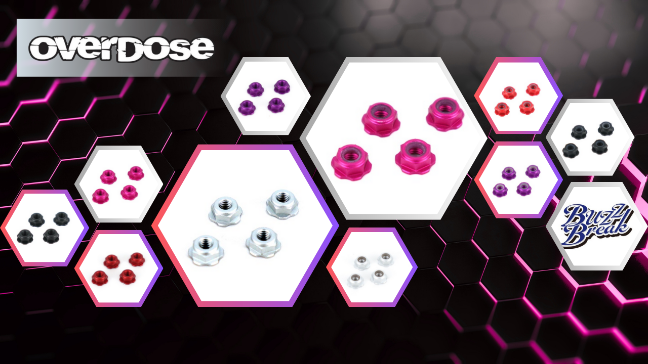 New from OVERDOSE: BuzzBreak Lock Nuts in Nylon and Serrated Finishes for Precise RC Assembly