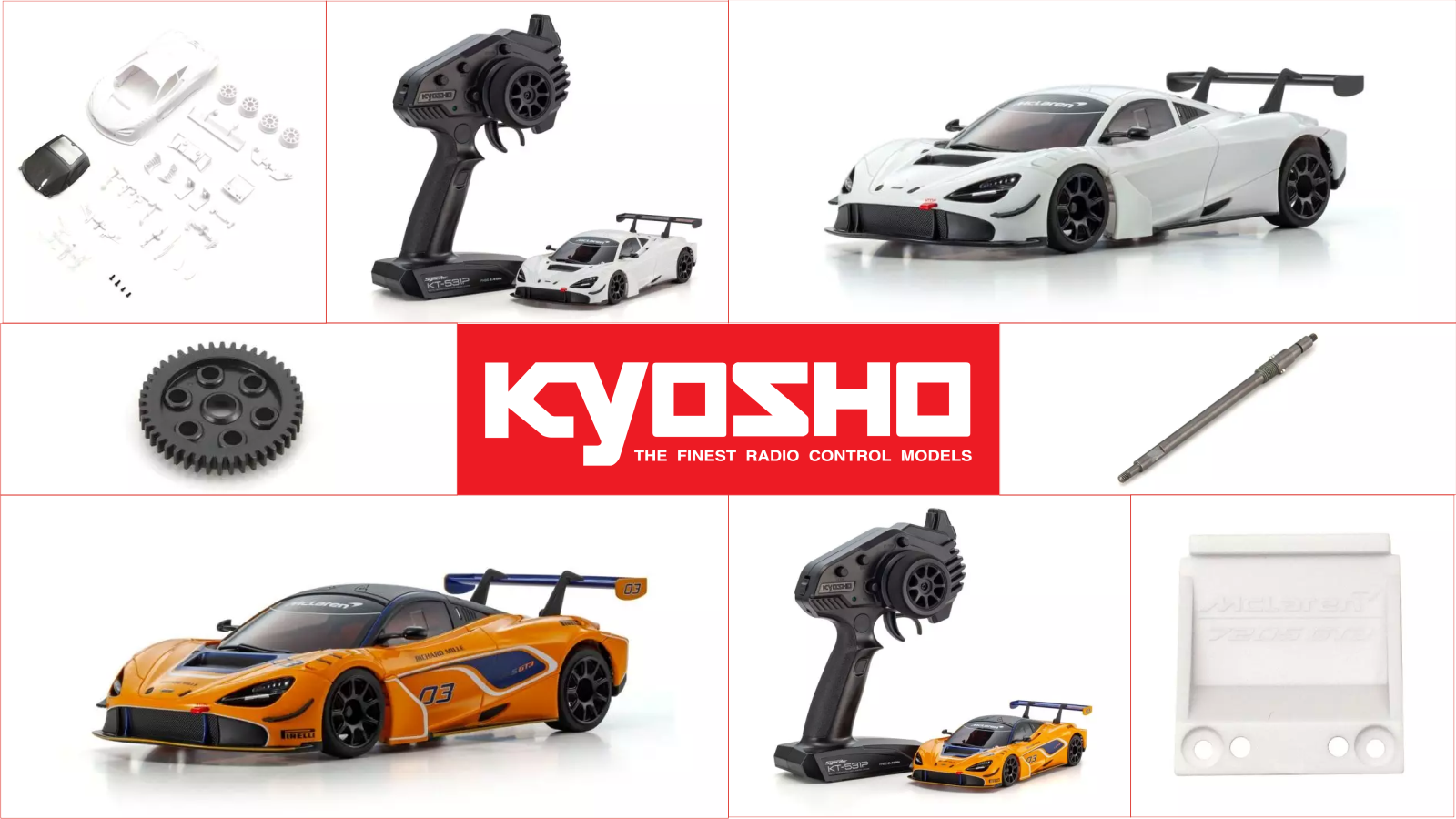 Fresh Arrivals from Kyosho: McLaren 720S GT3 MINI-Z Lineup with Chassis Upgrades and Spare Parts