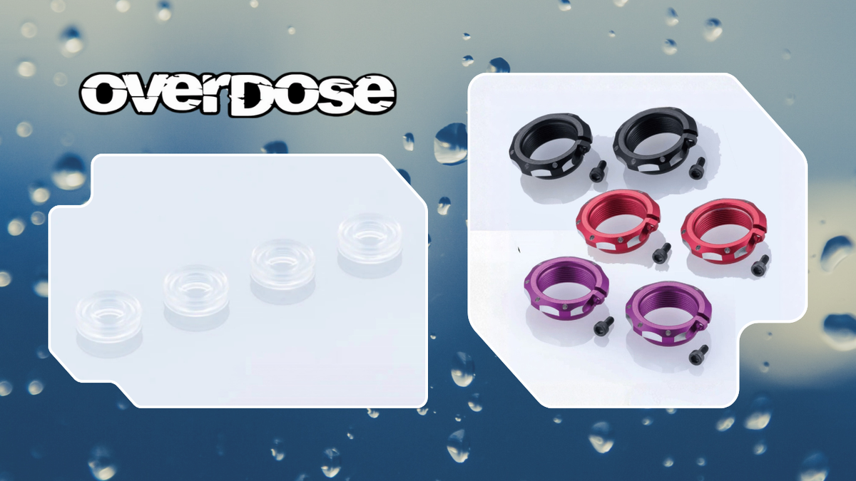 New Pre Order from OVERDOSE: Pre-Oiled Sealing X-Rings and Colourful Aluminum Shock Adjusting Nuts