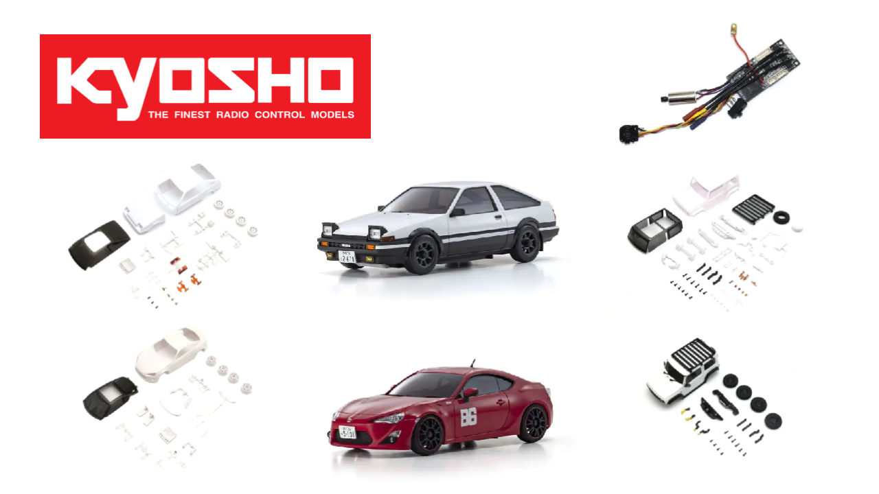 New from Kyosho: Explore All-New RC Kits, Body Sets, and the RC Unit Set Featuring Toyota & Suzuki Models with Impressive Design