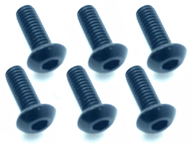 Square NAX-308BK 3x8 Hex Button Duralumin Screws (Black/6pcs) - BanzaiHobby