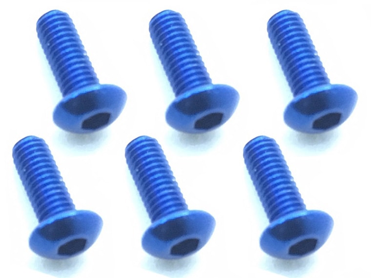 Square NAX-308BY 3x8 Hex Button Screws (Dark Blue/Pack of 6) - BanzaiHobby