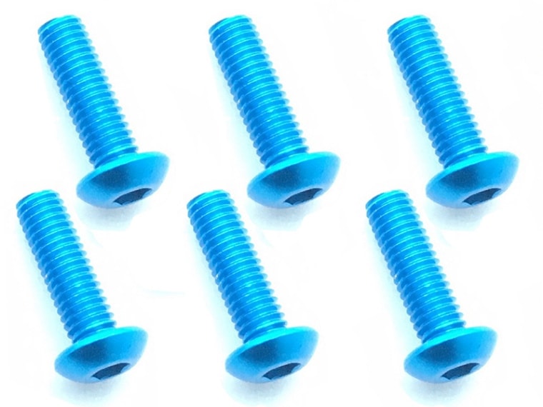 SQUARE NAX-310TB 3x10 Hex Button Screws (Light Blue/Pack of 6) - BanzaiHobby