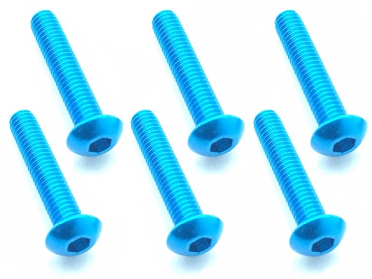 SQUARE NAX-315TB 3x15 Hex button screws (light blue/pack of 6) - BanzaiHobby