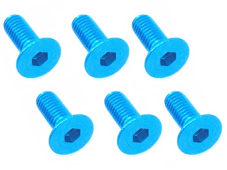 SQUARE SAX-308TB 3x8 Hexagonal Countersunk Screws (Light Blue/Pack of 6) - BanzaiHobby