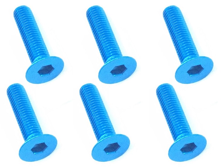 SQUARE SAX-314TB 3x14 Hexagonal Countersunk Screw (Light Blue/Pack of 6) - BanzaiHobby