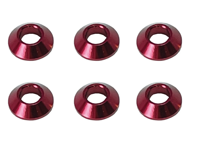 Square SGX-108R Aluminum M3 taper washer red 6pcs - BanzaiHobby