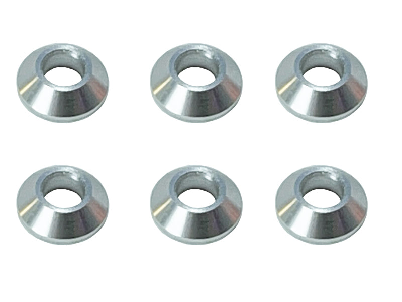 Square SGX-108S Aluminum M3 taper washer silver 6pcs - BanzaiHobby