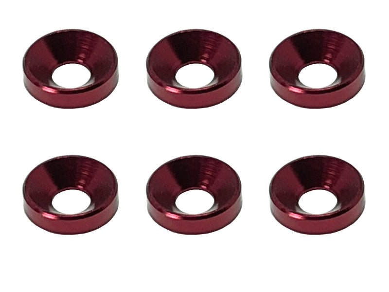 Square SGX-16R Aluminum M4 Countersunk Washer OD 10mm Red 6pcs - BanzaiHobby
