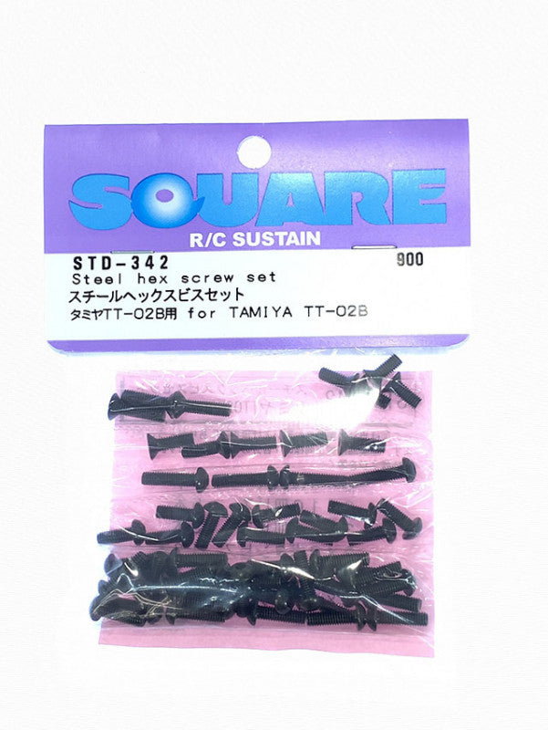 Square STD-342 Steel hex screw set (Tamiya TT-02B) for Tamiya TT-02B - BanzaiHobby