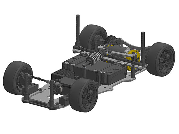 Kawada M333 M300GT2 Chassis Kit 1/12 DD Car FRP Chassis (Mini Rubber Tires) - BanzaiHobby