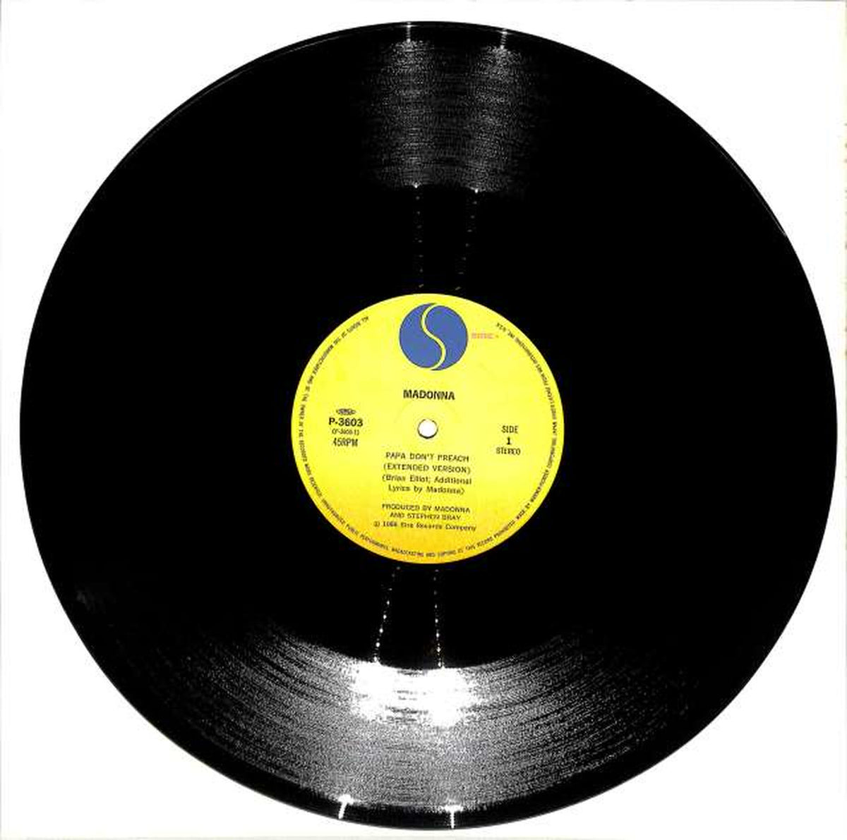 Warner Pioneer Madonna 'Papa Don't Preach' P-3603