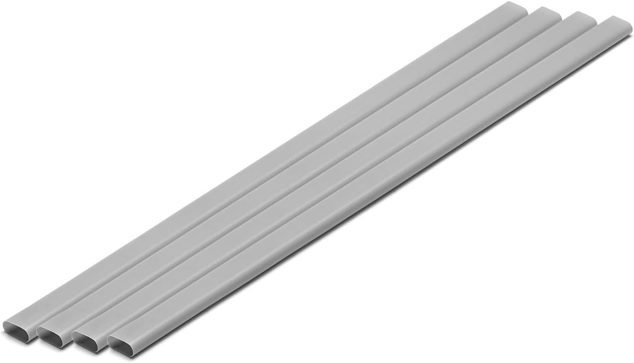 Wave OM-424 Plastic Material, Gray, Elongated Round Pipe, 0.2 x 0.5 inches (6 x 12 mm), 4 Pieces Material Series - BanzaiHobby