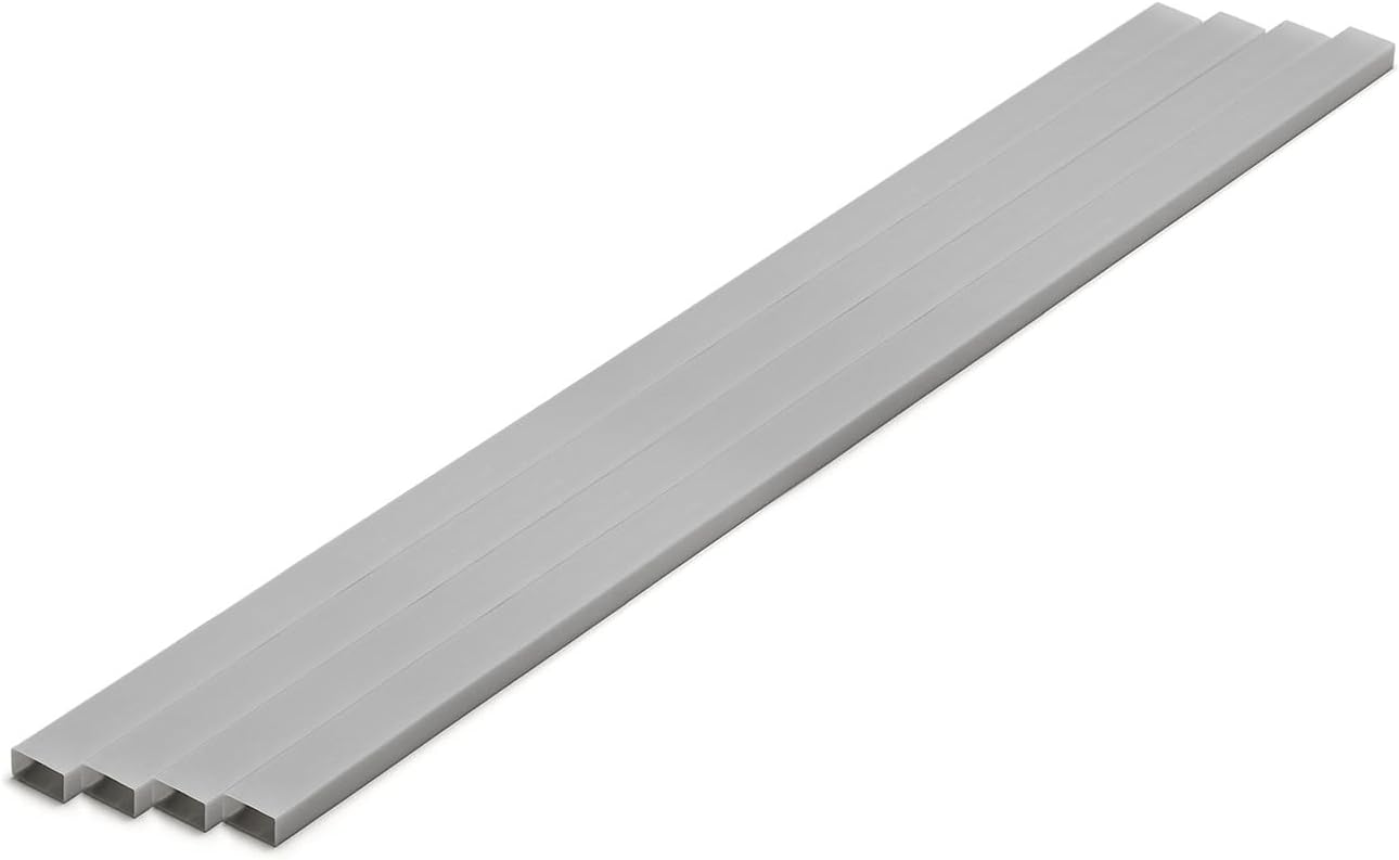 Wave OM-443 Plastic Material, Gray, Rectangular Pipe, 0.2 x 0.4 inches (5 x 10 mm), 4 Pieces - BanzaiHobby