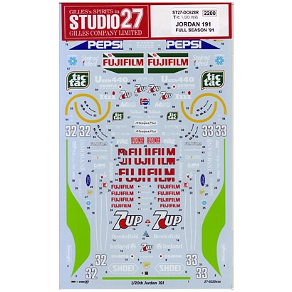 Studio27 DC628R 1/20 Jordan 191 Full Season Decals - BanzaiHobby