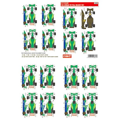 Studio27 DC628R 1/20 Jordan 191 Full Season Decals - BanzaiHobby