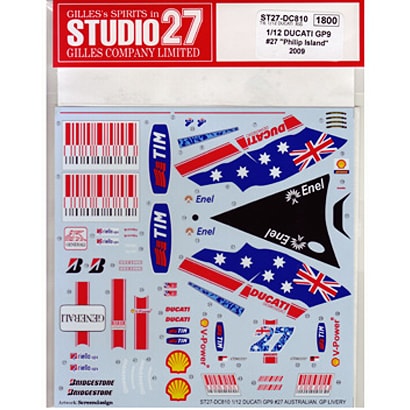 Studio27 DC810 1/12 DUCATI GP9 #27 "Philip Island" 2009 Decal - BanzaiHobby