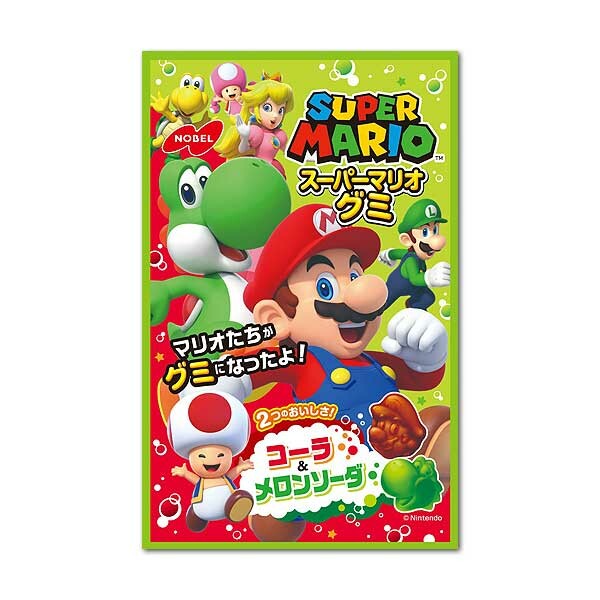 Nobel Super Mario Gummy - Cola & Melon Soda, 1 box (6 packs) - BanzaiHobby