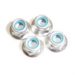 Kyosho 1341 M4 Aluminum Nylon Nut (Silver) 4 pieces - BanzaiHobby
