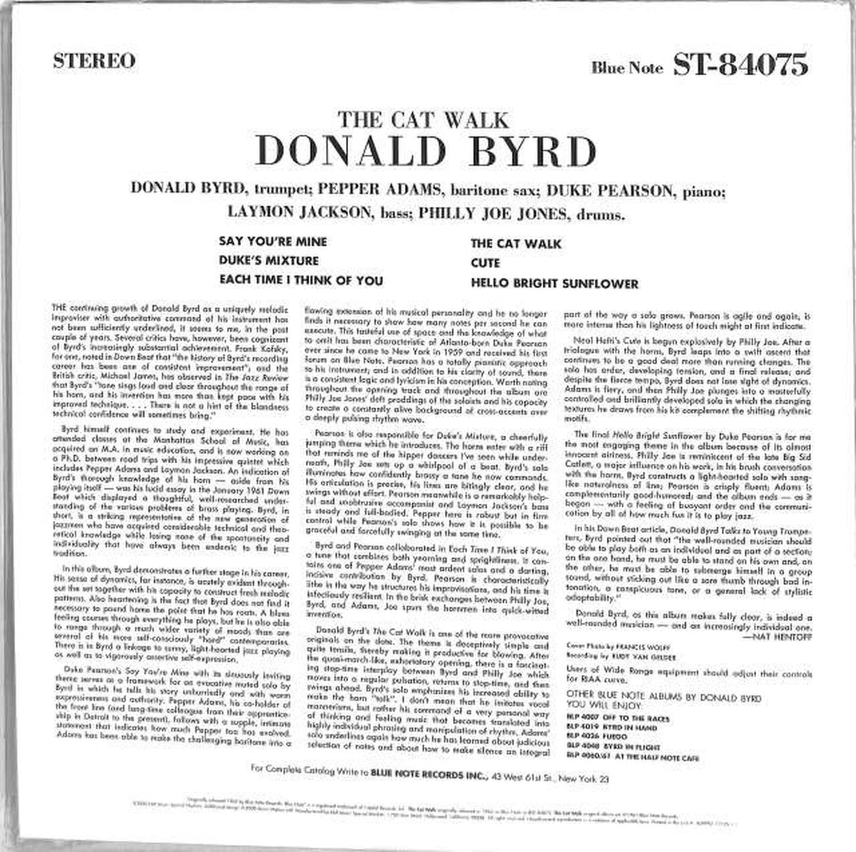 BLUE NOTE Donald Byrd "THE CAT WALK" MMMBST-84075