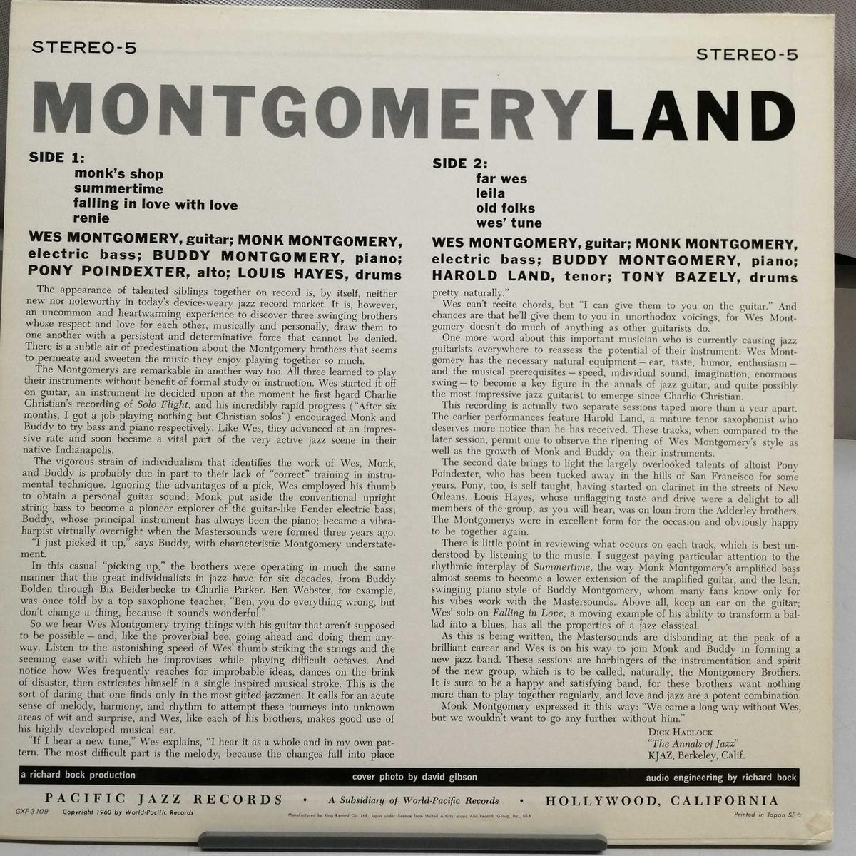MONTGOMERYLAND WES MONTGOMERY-HAROLD LAND GXF3109