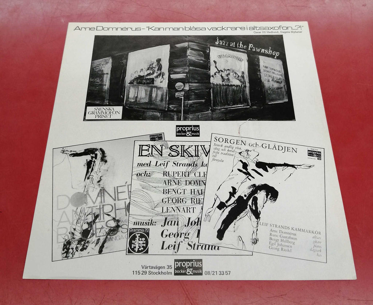 SWE PROPHONE LP record ARNE DOMNERUS / JAZZ AT PAWNSH