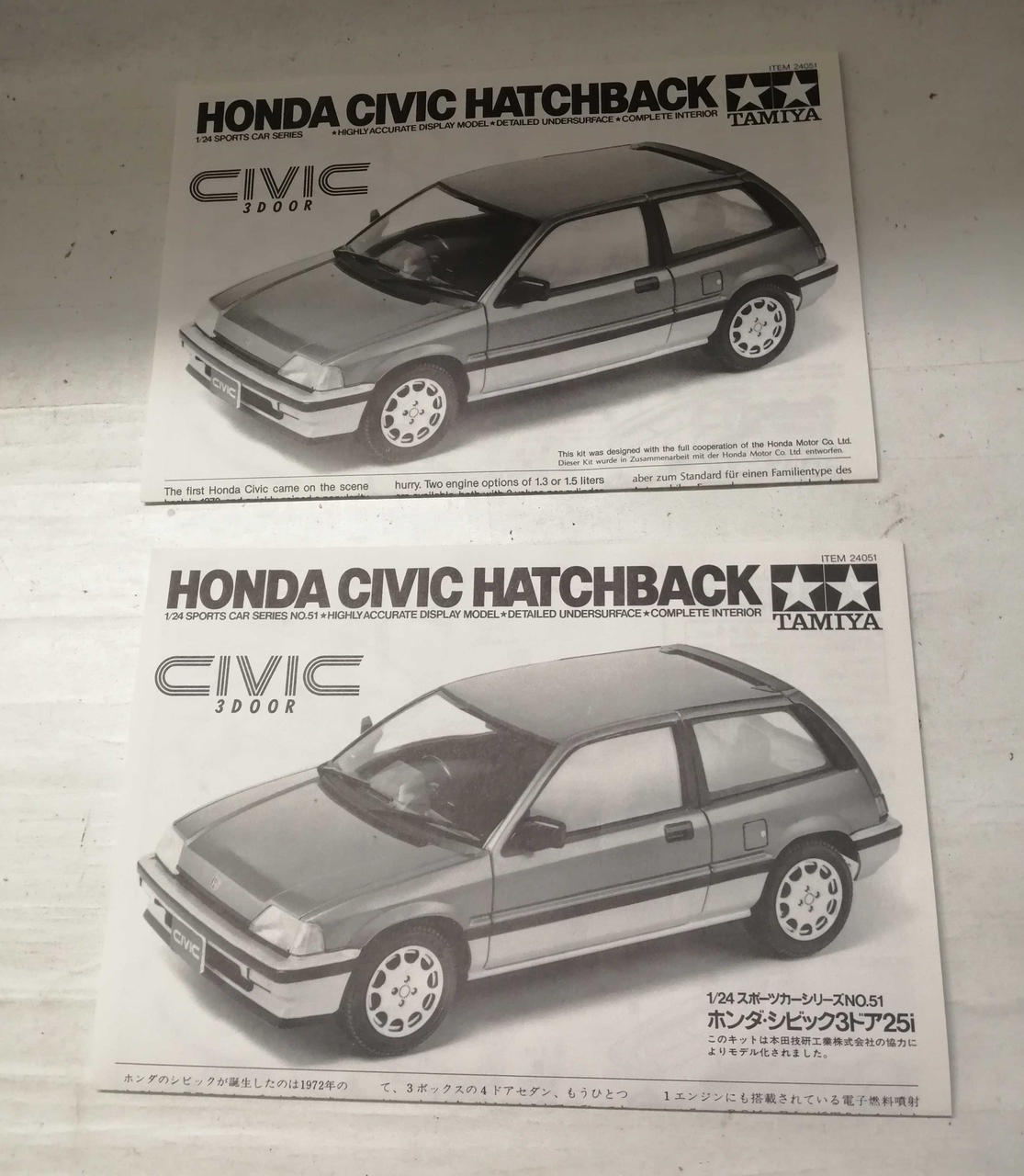 TAMIYA 1/24 Sports Car Series NO.51 Honda Civic 3-Door 25I