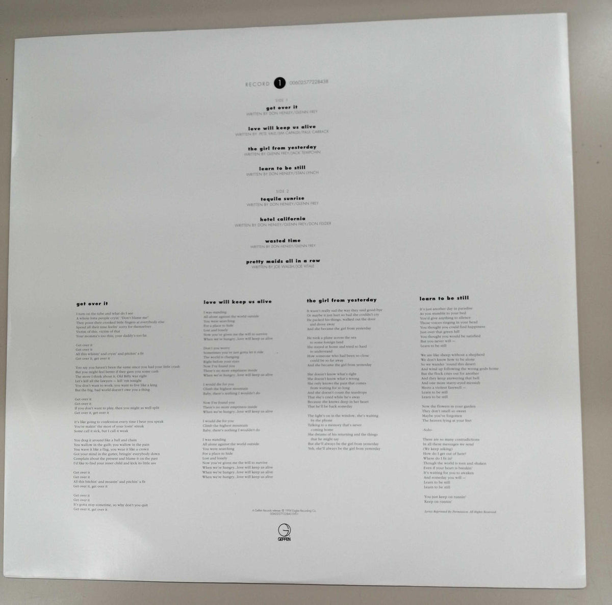 GEFFEN RECORDS EAGLES/ Hell Freezes Over 00602577189852