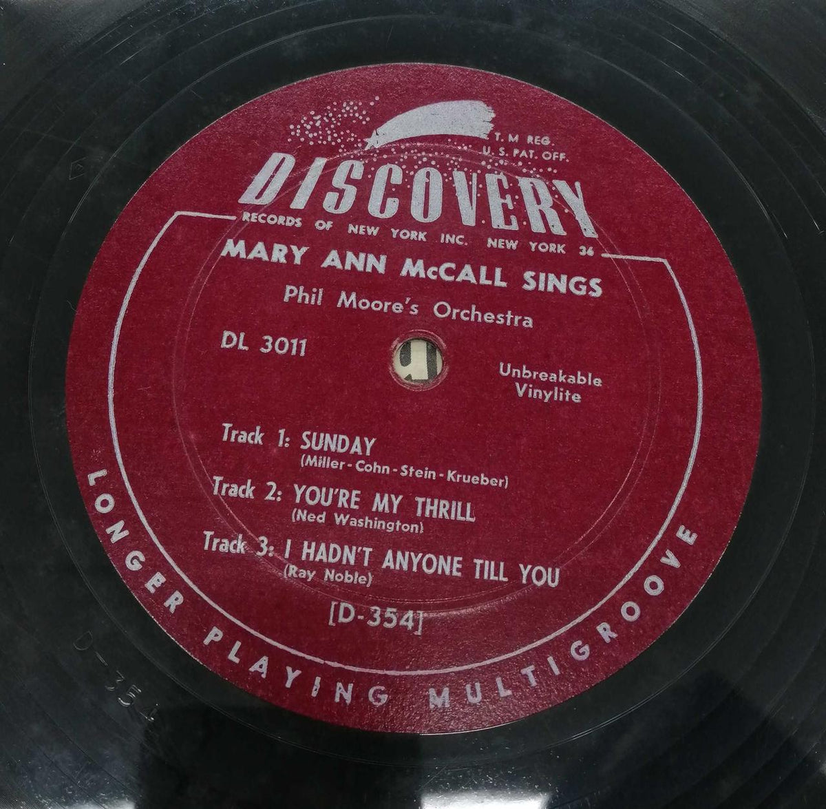 DISCOVERY Jazz Records SINGS/MARYANNMCCALL