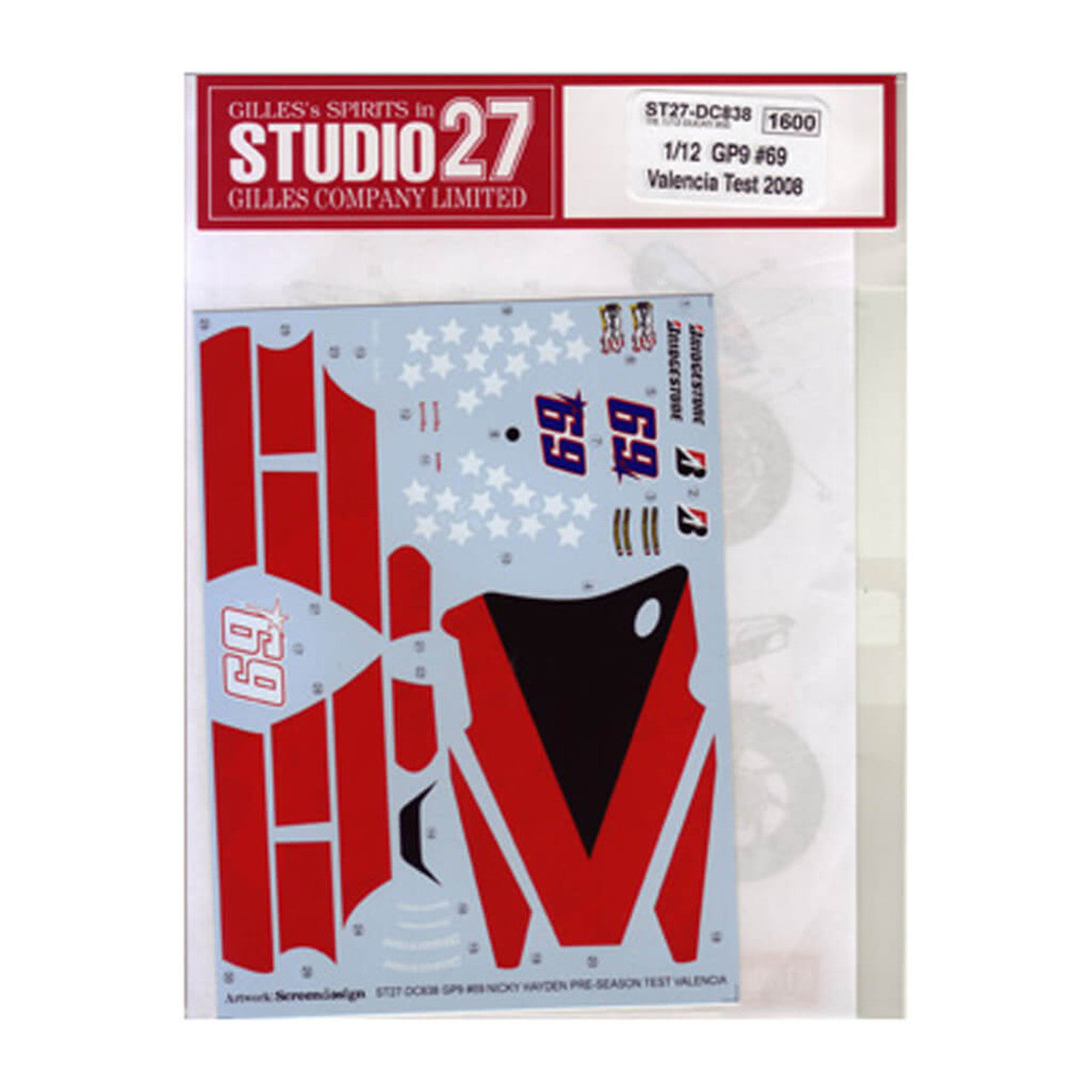 Studio27 DC838 1/12 GP9 #69 Valencia Test 2008 Decal - BanzaiHobby
