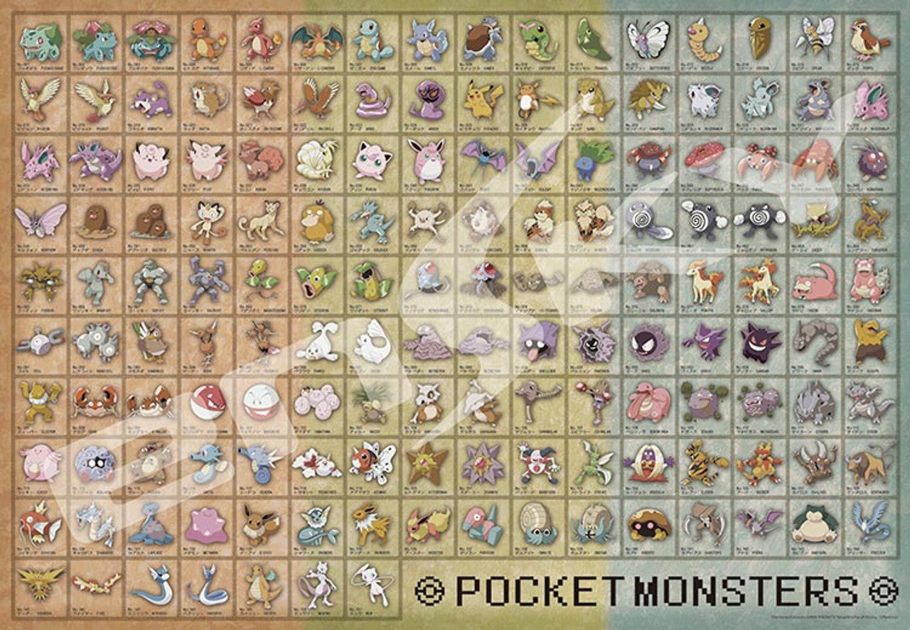 Ensky 1000T-31 Pokémon Encyclopedia 001-151 - Pokémon (Puzzle, 1000 Pieces, 51 x 73.5 cm) - BanzaiHobby
