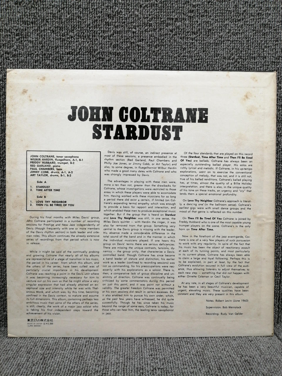 PRESTIGE Analog Record JOHN COLTRANE/STARDUST