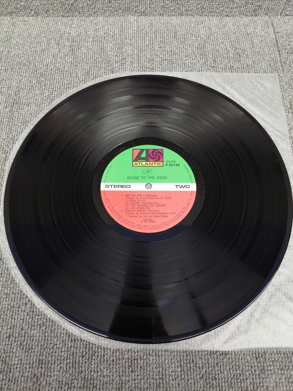 ATLANTIC Analog record YES/CLOSE TO THE EDGE
