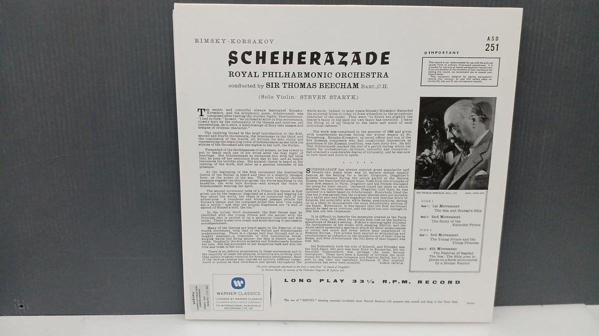 YUKIMU CLASSIC Record Beecham Rimsky=Korsakov: Scheerazade