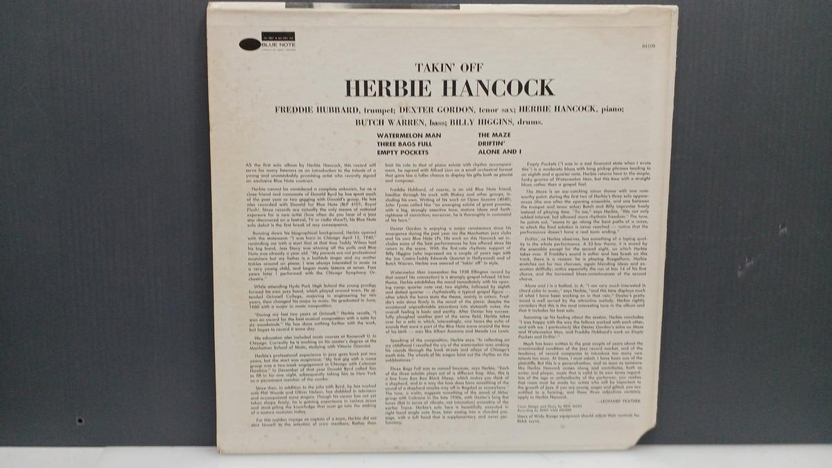 BLUE NOTE JAZZ Record HERBIE HANCOCK/TAKIN' OFF