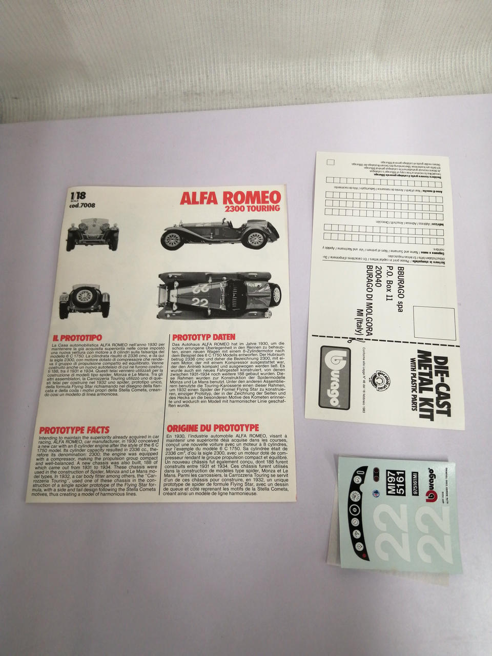 BBRAGO Plastic Model ALFA ROMEO 2300 - Banzai Thrifting | BanzaiHobby