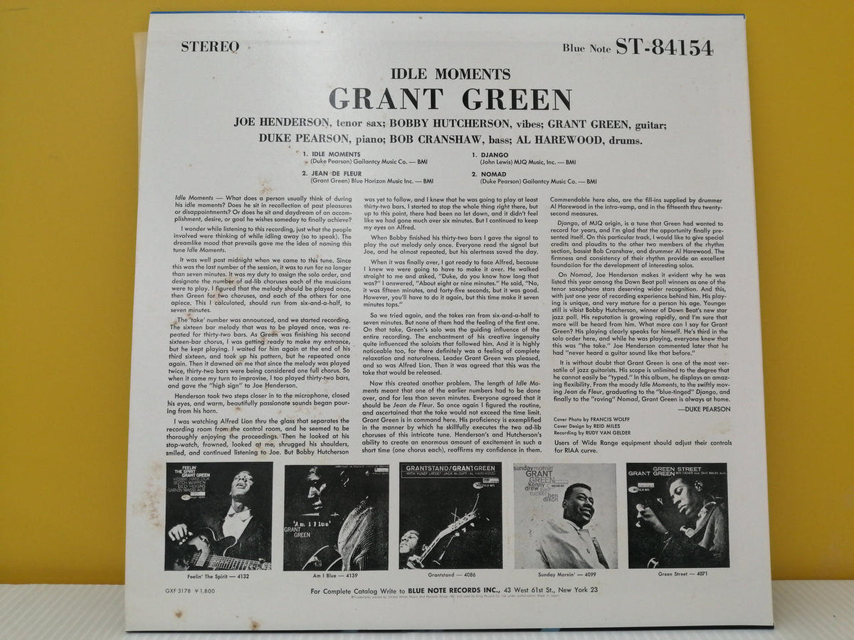 Blue Note Records Record: IDLE MOMENTS / GRANT GREEN