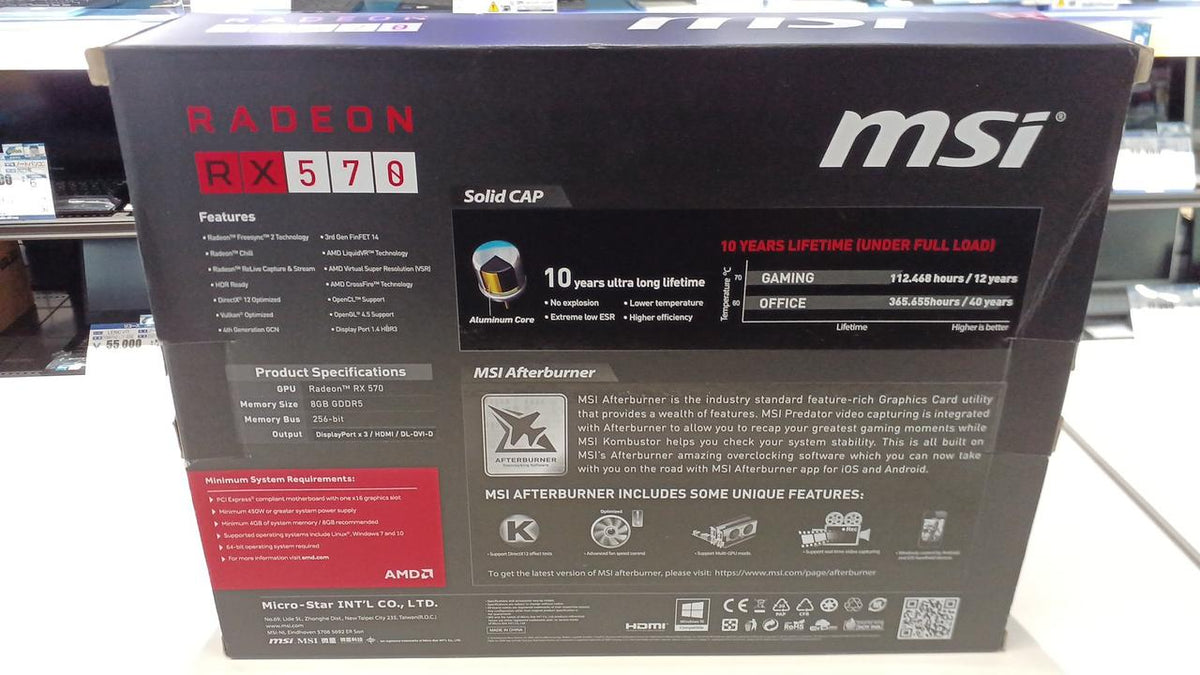 MSI Graphics Card: RADEON RX 570 8GT OCV1
