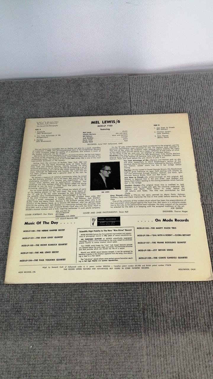 MODE RECORDS THE MEL LEWIS SEXTET MODE 103 MOD-LP #103