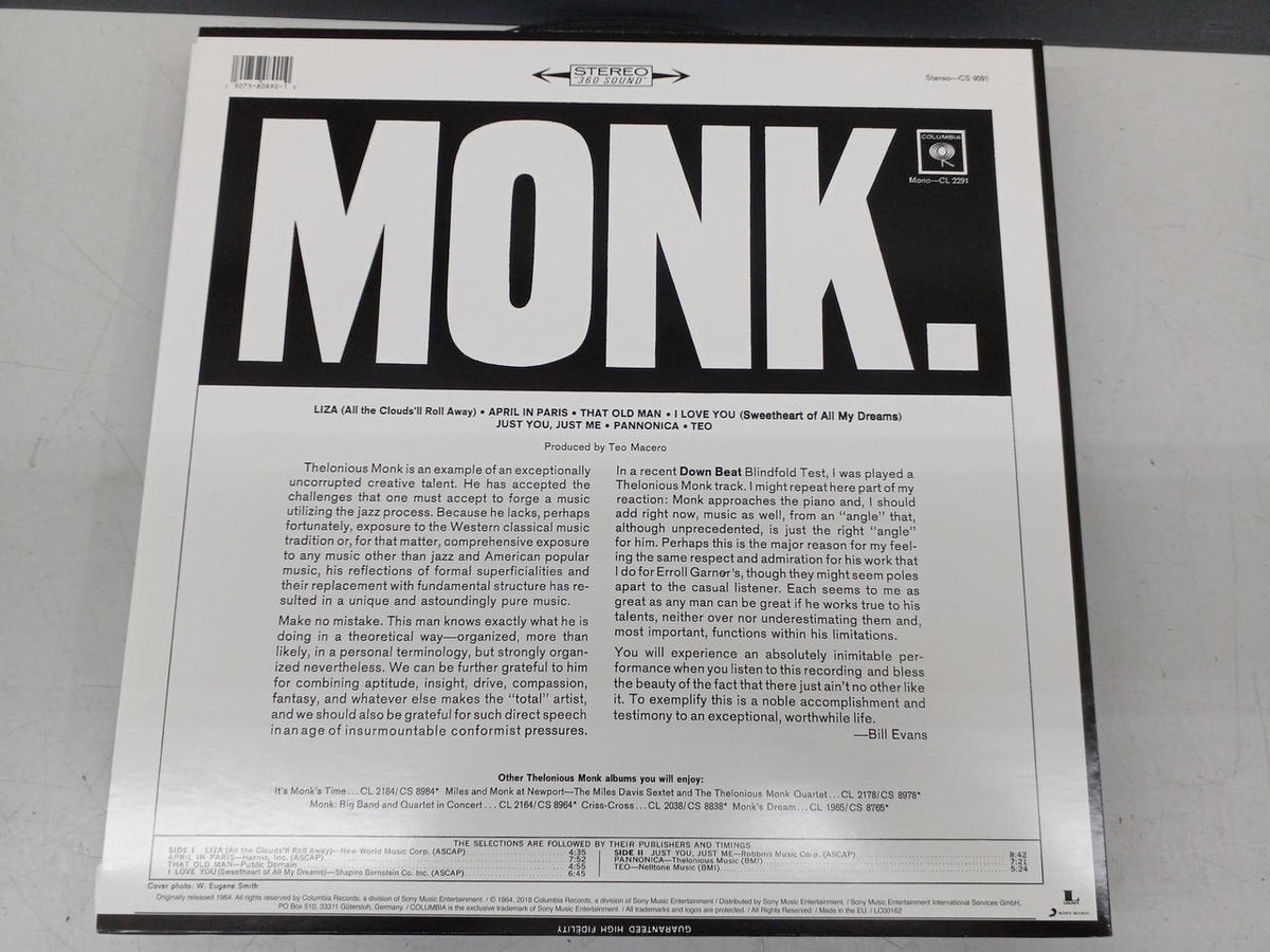 MUSIC ON VINYL JAZZ Record Thelonious Monk/MONK