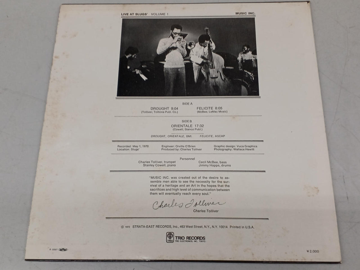 TRIO JAZZ Record Charles Toliver / Live at Sluggs vol.1