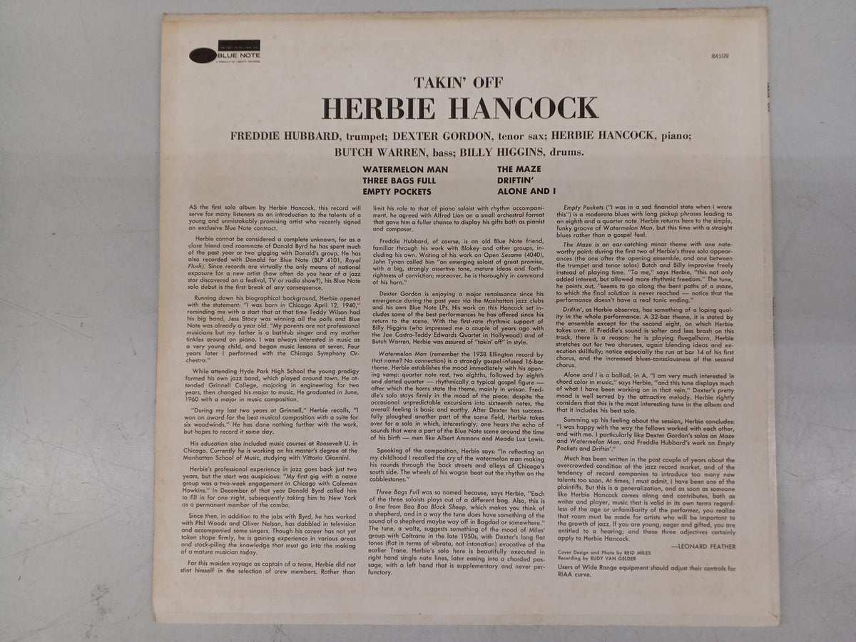 Blue Note Records JAZZ Records HERBIE HANCOCK/TAKIN'OFF