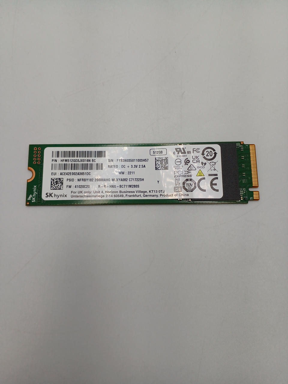 SK HYNIX M.2 SSD 512GB HFM512GD3JX016N