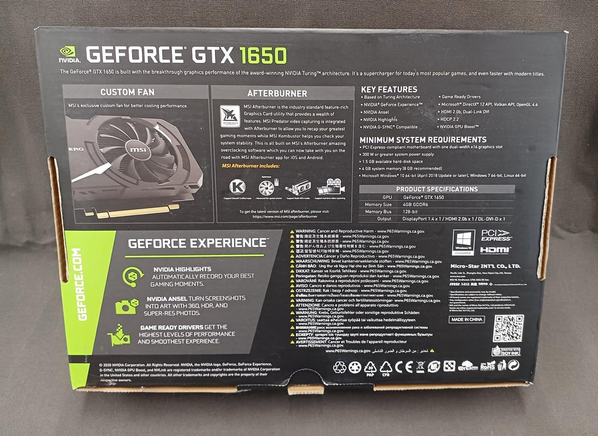 NVIDIA Graphics Board GTX1650 D6 AERO ITX J OC