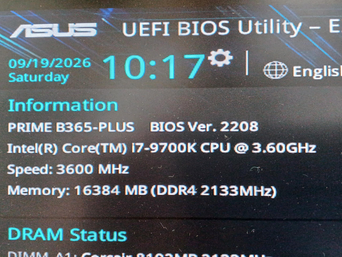 INTEL CPU Core i7-9700K (3.60GHZ)