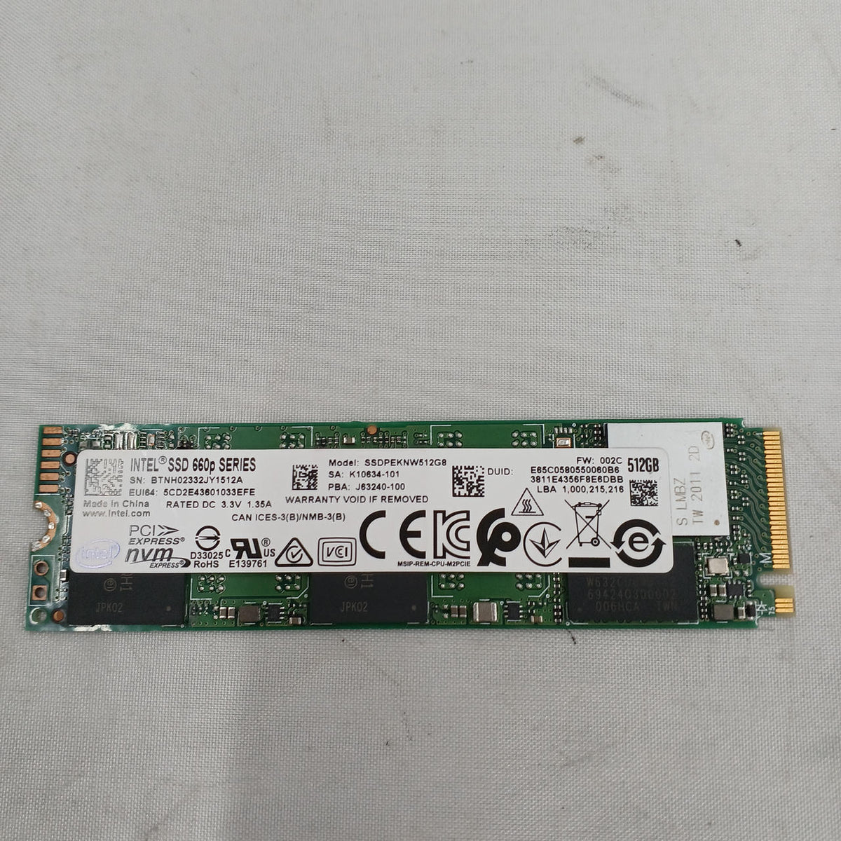 INTEL SSD SSDPEKNW512GB