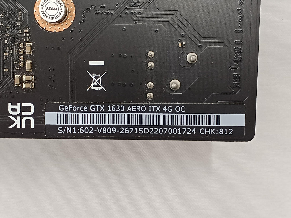 MSI Graphics Board: GEFORCE GTX 1630 AERO 4G OC