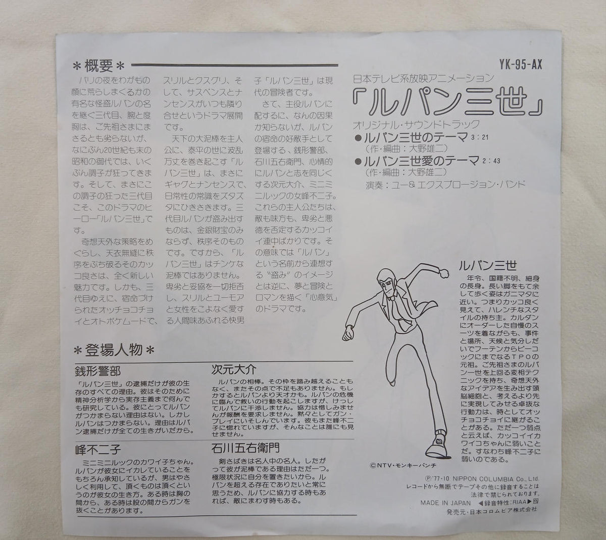 SATRIL EP Record Lupin the Third Original Soundtrack - Banzai Thrifting | BanzaiHobby