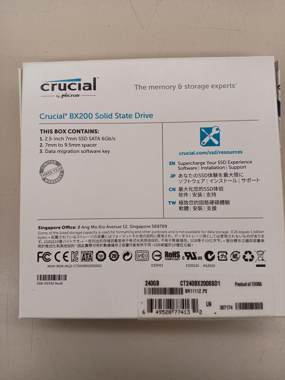 CRUCIAL 240GB SSD CT240BX200SSD - Banzai Thrifting | BanzaiHobby
