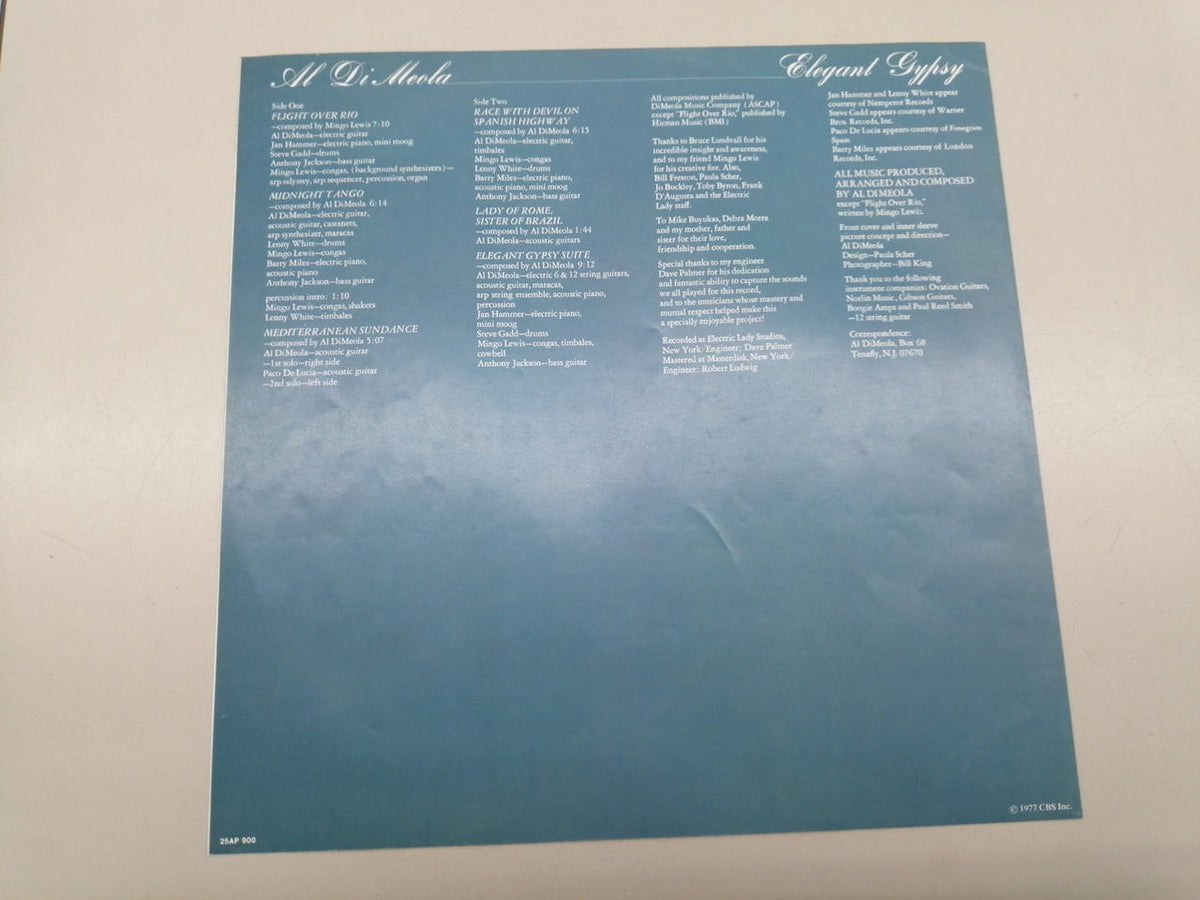CBS Sony AL DI MEOLA/ELEGANT GYPSY 25AP900